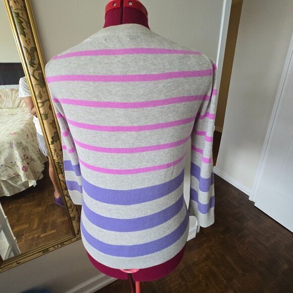 GAP Women's 100% Cotton Multi-Strip V-Neckline Long Sleeves Cardigan - Medium - Picture 2 of 14